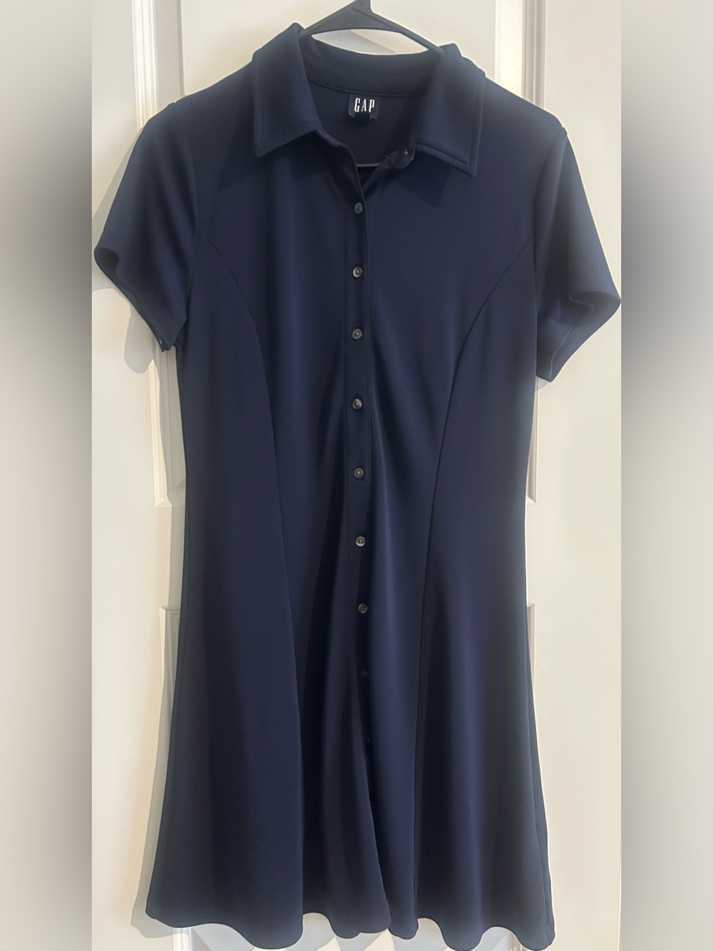 GAP Navy Short-Sleeve Button-Front Shirt Dress